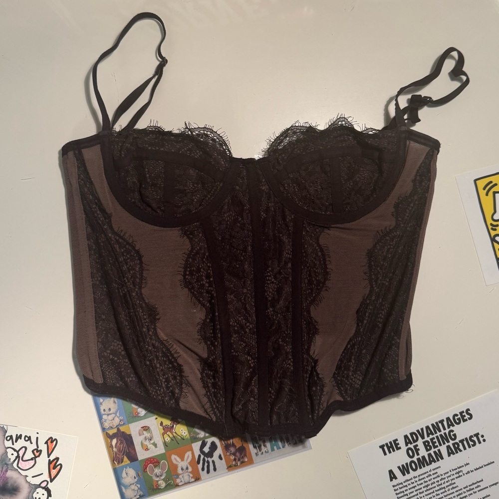 Out From Under Urban Outfitters Black Lace Corset Top